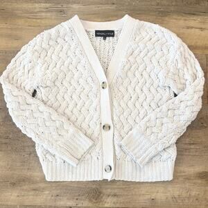Kendall + Kylie White Chunky Cable Knit Cardigan Sweater Size L